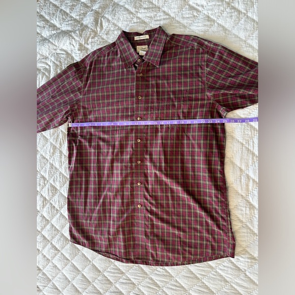 L.L. Bean Red Plaid Wrinkle Resistant Button Down Oxford - Size XL Tall - Picture 7 of 9